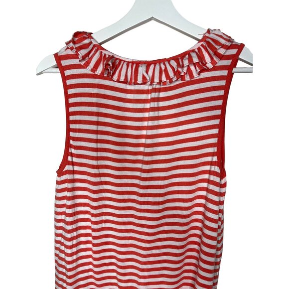 Crown and Ivy Top Womens Small Shirt Tank Blouse Orange White Striped Sleeveless - Picture 9 of 11
